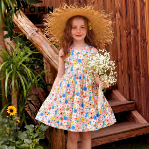 PPTOWN | Childrens Floral Summer Dress New 2026 Resort Beachwear