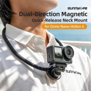 Two-Way Magnetic Neck Hold Mount Chest Mount for DJI Osmo Nano/Action 6 Adjustable Action Camera Neck Holder Bracket Strap