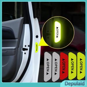 1/4 Pcs Stiker Reflektor Pintu Mobil Car Door Logo Stiker OPEN Car Door Safety Warning Stiker Merah