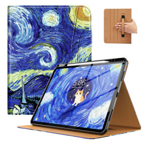 Case for iPad Air 13-inch (M4) 2026 / (M3) 2025 / (M2) 2024 with Pencil Holder & Hand Strap & Pocket Leather Folio Stand Cover