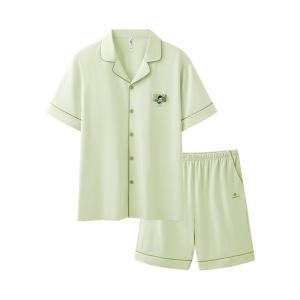 YOUKESHU | Pure Cotton Sleepwear For Men Home Clothes Set Spring Summer Autumn Wearable New Arrival YSMP1020 Short Sleeve Button Up