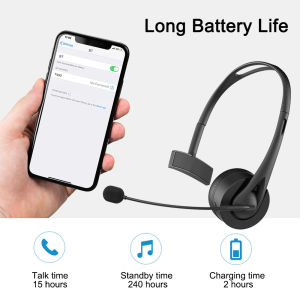 CUGUU | Bluetooth 5.3 Headphones with Mic HiFi Wireless Earphones Noise Canceling Hands-free Headset for Call Center Office PC Laptop