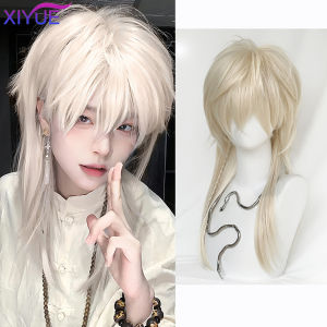 Blonde Mullet Head Wig Synthetic Long Straight Fluffy Lolita Cosplay Heat Resistant Wig Daily Party