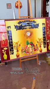 Tranh phòng thờ tráng gương Hình tủ thờ Tranh treo tường phòng thờ đức lưu quang tôn kính bề trên tráng gương TQC62