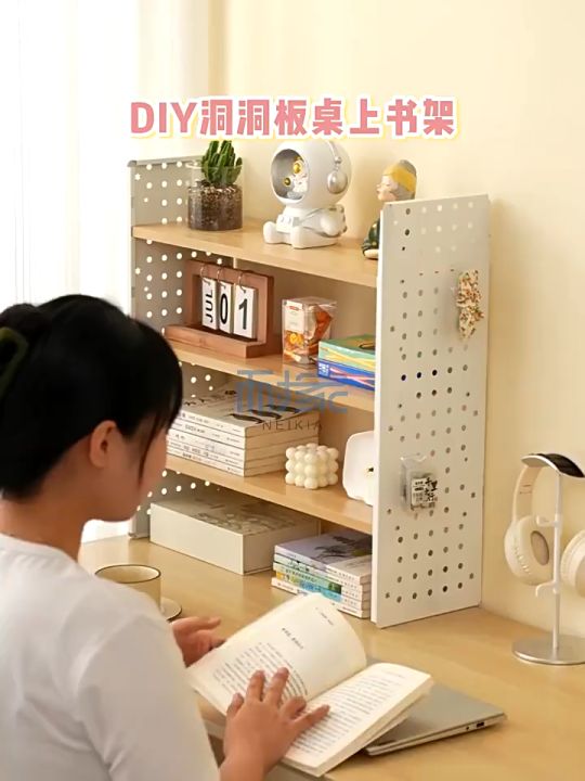 Desktop Storage Rack Multilayer Office Workstation Storage Display Rack Hole Board study desk ...