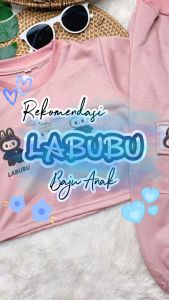SETELAN ANAK CEWEK MOTIF LABUBU USIA 3-10 TAHUN MODEL CROP LENGAN PANJANG DAN CELANA JOGER TERBARU