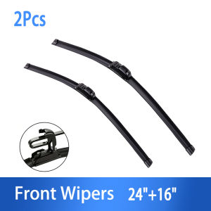 2Pcs Front Windshield Wiper Blades Kit 24"+16" for Mazda 2 DY 2002-2007 J Hook Boneless Design Quiet Clean Wiper Blades