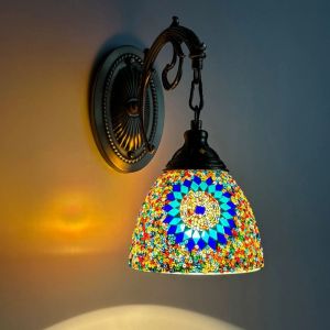 Bohemian Mosaic Wall Light Turkish Handmade Wall Lamp Colorful Glass Light Cafe Shop Home Romantic Deco Stairs Light