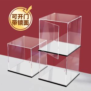 Acrylic Display Box with Mirror Front Door for Figurines Lego Blocks Storage Box Blind Box Transparent Dust Cover