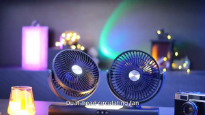 2IN1 Dual Head Type-C Charge Circulation Fan With Night Light Wall Mount Fan Desk Fan Hanging Fan Ultra Quiet Fan 双头风扇