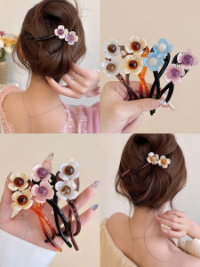Retro Pearl Flower Hair Clip Womens Elegant New 2025 Back of Head Squeezable Hair Clip Hair Accessories Side Clip