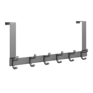 Over The Door Hooks Heavy-Duty Door Hanger Hook with 6 Hooks Sturdy Over The Door Hanger Hook for Hanging Coat Towel Bag Robe Hat  Black