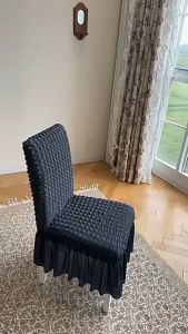 Universal Thick Chair Cover Skirt Chair Cover Scalable Dining Table Chair Cover Knitted Elastic Band Backrest Restaurant Chair Cover