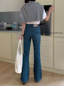 High Waist Bell Bottom Jeans Womens Blue Cotton Stretch Denim Pants Spring New Style Daiclaire Slimming Long Trousers