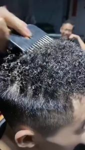 Hair Sponge Brush Set Afro Hair Sponge Barber Brush Metal Hair Pick Comb and Hair Twist Curl Comb