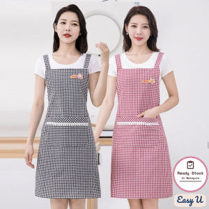 Strap Waist Lace Household Cotton Apron With Front Pocket Kitchen Cooking Apron背带式围裙