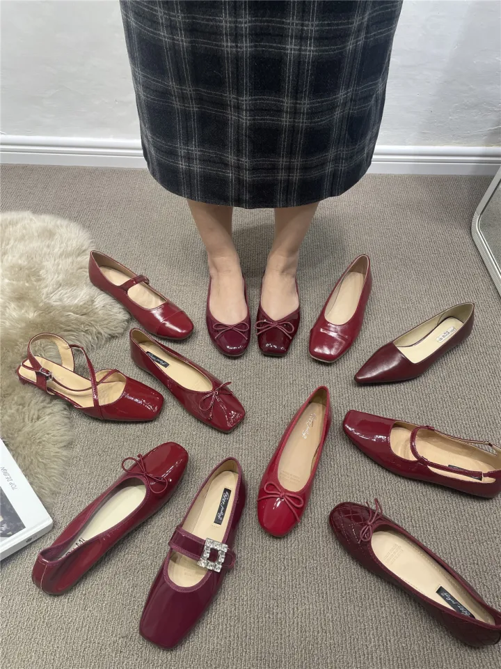 Wine colored deals flats shoes