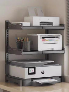 Double Layer Elevated Printer Stand Office Desk Top Copier Fax Machine Host Storage Rack Document Organizer Desk Accessories