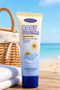 Gentle Baby Sunscreen SPF 50+ PA++++ for Daily Sun Protection UVA/UVB Defense Non-Greasy No White Cast Baby Safe Sun Cream for Face and Body Hypoallergenic Lightweight Formula for Outdoor Beach Travel Kids Skin Care