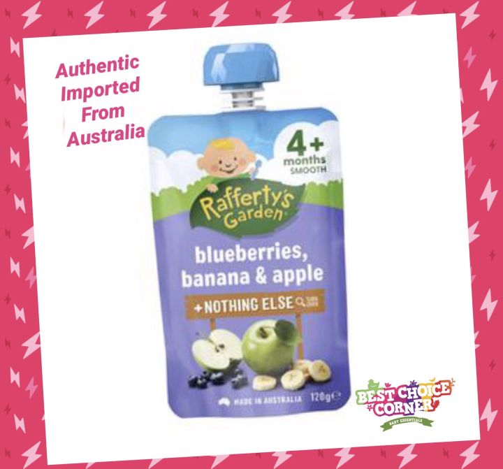 Rafferty's Garden Pureed Blueberries Banana & Apple 4+ Months 120g