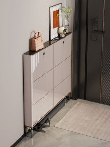YANGYING | Ultra-thin Narrow Lockable Flip-flop Shoe Cabinet 17cm