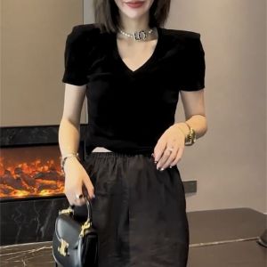 Quần Ống Đứng Lưng Cao Thời Trang Nữ Quần Ống Rộng Xếp Nếp Cotton Pha Trộn Quần Dài Đến Mắt Cá Chân Mùa Hè 2025