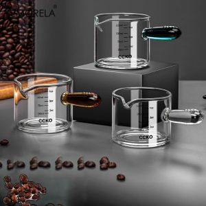 KEMORWLA 1PC Glass Espresso Glasses 60/125ml Clear Scale Measuring Cup With Handle Milk Jug Coffee Cups Home Barista Accessories