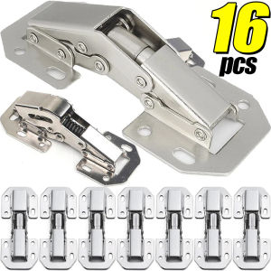 🔥Hot Sale🔥16PCS 90 Degree Cabinet Hinge No-Drilling Hole Cupboard Door Hydraulic Hinges Soft Close with Screws Furniture Hardware