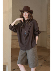 MIUCO | Bộ Quần Áo Sơ Mi Và Quần Short Thiết Kế Rộng Rãi Phong Cách Retro Cổ Đứng