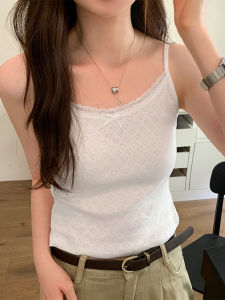 เสื้อกิ๊ตลีเครืองเรียงชี้หน้าปักลาย Pure Cottonlace Trimted เสื้อคอกลมแขนกระเพลา เสื้อเซ็กซี่มินIMIZE เชิดชั้naires ในชั้นล่าง ระบายความร้อนได้ดียุโรปและอเมริก็นิตยภพ