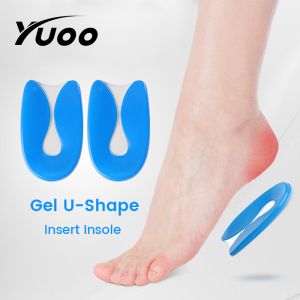 YUOO 1 Pair Silicone Gel Heel Cups Shoe Inserts U-Shape Plantar Fasciitis Heel Protector Shoe Insert Insole for Men Women