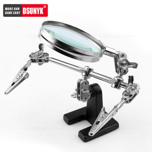Soldering Iron Station Stand With Welding Magnifying Glass Clip Clamp Third Hand Helping Desktop Magnifier Soldering Repair Tool