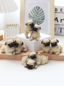 Cute Little Pug Dog Figurine Resin Craft Office Desk Garden Car Decor Heat Resistant Yellowish Brown Animal Shaped Handmade Ornament