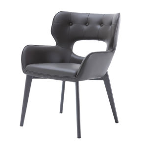 DUOBAOFUXING | Minimalist Luxury Dining Chair Black Leather Gold Stainless
