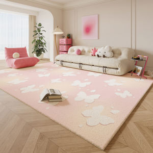 BEIAISI | Butterfly Pink Girls Carpet for Living Room and Bedroom Decor Washable and Easy to Clean