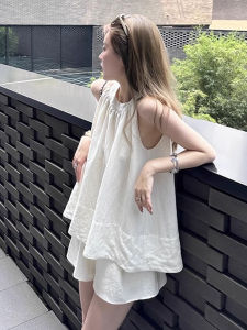 Homecore | Stunning White French Style Off Shoulder Dress Womens Summer Beautiful Two-Piece Set Princess High Waist A-Line Skirt