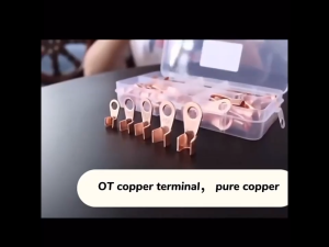 70PCS Copper Battery Cable Connector Terminal Open Lugs Wire Terminals Nose Ring OT 10/20/30/40/50A High Conductivity Copper Material Durable Battery Lugs Connector