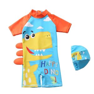 Đồ bơi bé trai bé gái liền thân đùi 1 mảnh kèm mũ bơi họa tiết nhiều màu đủ size từ 8kg đến 27kg BINSPORTS BB042