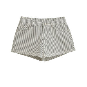 Quần Short Denim Chữ a Kẻ Sọc Cổ Điển Cạp Cao Quần Jeans Ống Đứng Quần Thường Ngày Cho Nữ Chất Liệu Cotton Không Co Giãn