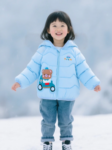 [Fast Shipping] Winter Coat for Kids Cartoon Car Pattern Outerdoor Hooded Jacket for Kids