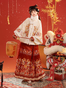 Chulian Hanfu Womens Thickened Winter Style New Year Visit Costume with Snake Pattern Traditional Chinese Clothing