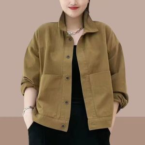 Loose Long Sleeve Turn-down Collar Shirt for plus Size Women Spring Autumn New Style Professional Jacket Outerwear Top Women