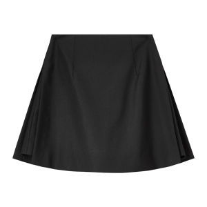 Black A-Line Pants Skirt Commute Slimming High Waist Side Split No See through Casual Style Polyester Fiber Ladies Skort