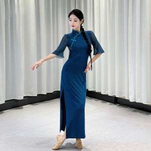 Classical Dance Special Improved Elastic Slit Chinese Style Dancing Cheongsam Dance Costume Trendy New Summer Collection