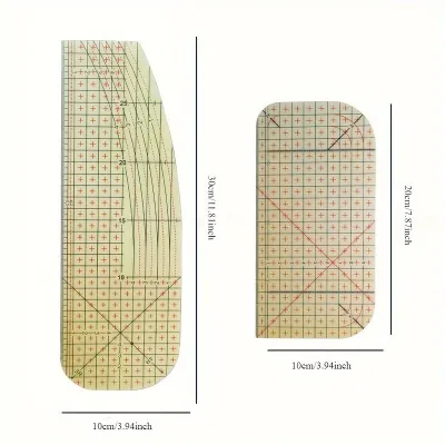 2pcs Hot Ironing Ruler Set for Sewing Patchwork Measuring & Tailoring - Heat Resistant Craft DIY Tools for Quilting