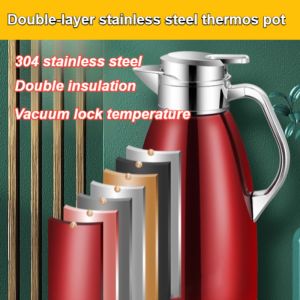 36 Hours Long-Lasting Heat Preservation [German Technology] 304 Stainless Steel Double-Layer Thermos Pot/304不锈钢双层保温壶/Double Insulated Kettle Roman Technology Keep Cold Vacuum Kettle Coffee Pot Insulated Bottle
