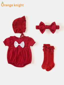 Summer Outfit Baby Girl One Month Old Photography Clothes Three-Point Clothes Cotton Material Princess Style Short Sleeve