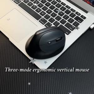 BOW MD390L Ergonomic Three-mode Mouse Wireless Bluetooth Type-c Rechargeable 2.4G Mouse Office Gaming for Laptop Tablet Desktop