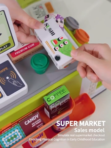 46PCS Home Toys Mini Supermarket Shopping Counter Cashier Toy Set Simulation Coffee Machine Girl Birthday Toys