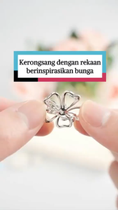 KERONGSANG TUDUNG Floral Saduran Rhodium Permata Putih Zhulian